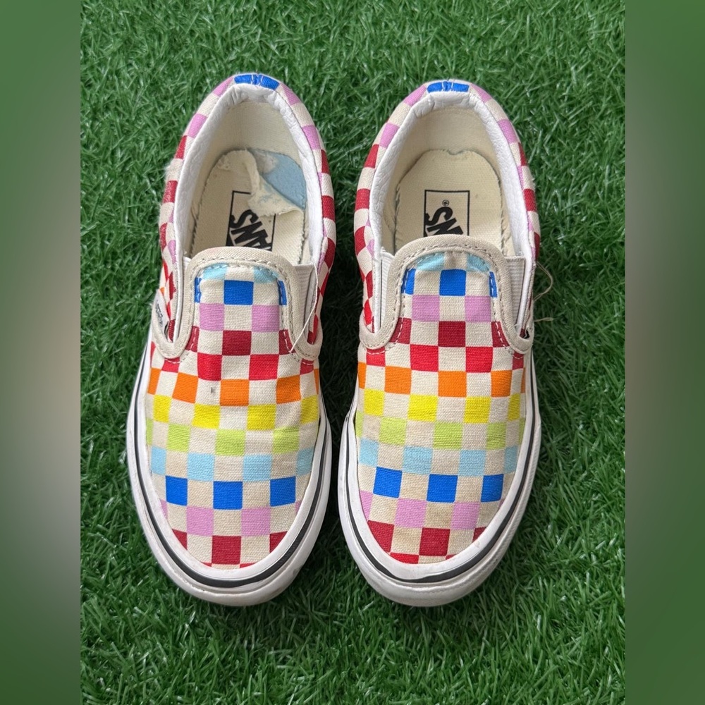 Vans Kids Multicolor Checkered Slip-On Shoes Size‎ 13